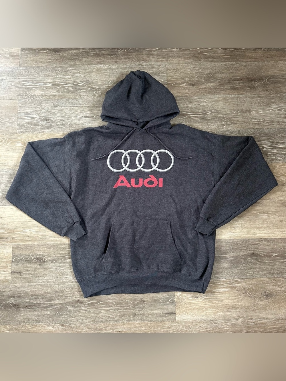 Unisex grey Audi hoodie Sz L